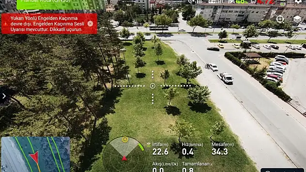 Kayseri'de drone ile ilaçlama sürüyor!