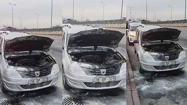 Kayseri'de iftar vakti korkutan olay: Seyir halindeki otomobil alev aldı