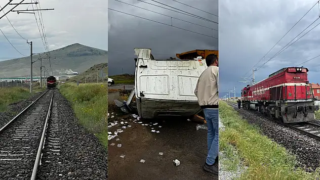 Kayseri'de korkutan kaza! Lokomotif ile hafriyat kamyonu çarpıştı
