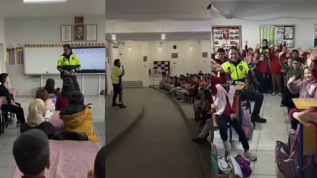 Kayseri'de öğrencilere trafik bilinci aşılandı: Polis Haftası'nda anlamlı görüntüler