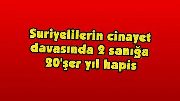 Suriyelilerin cinayet davasında 2 sanığa 20'şer yıl hapis