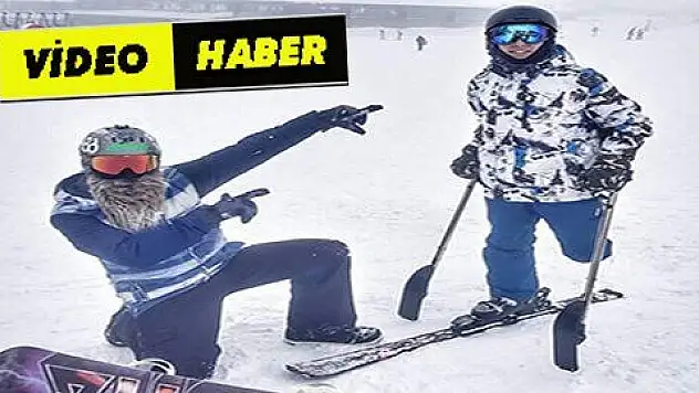 Tek bacağı ile kayak yapan genç, azmiyle engellilere örnek oluyor