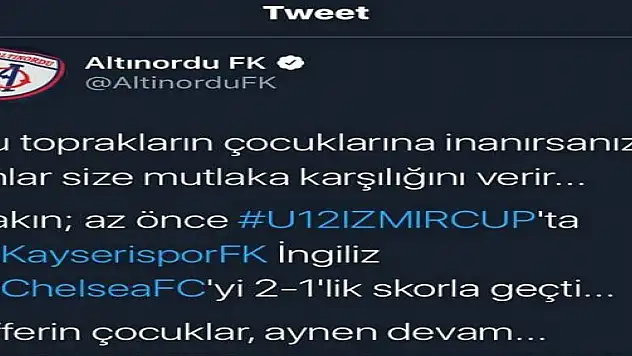 Kayserispor U12 takımı Chelsea'yi devirdi...