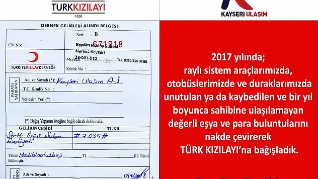 Kayıp eşyalar bağış oldu 