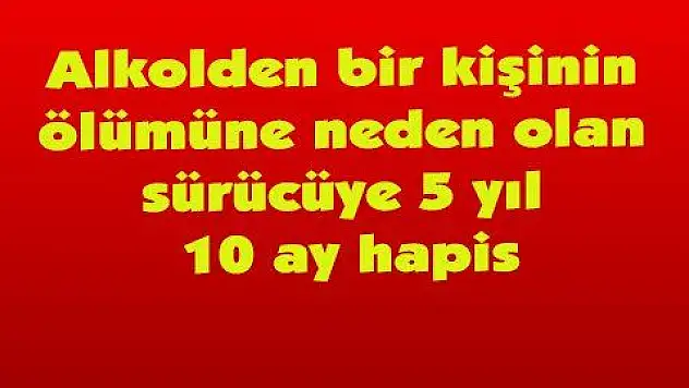 Alkolden bir kişinin ölümüne neden olan sürücüye 5 yıl 10 ay hapis