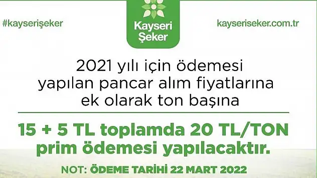 Kayseri Şeker'den çiftçisine 'bahar müjdesi'