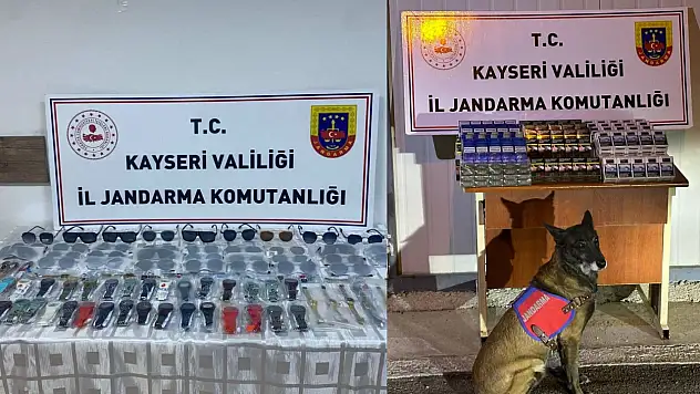 Kayseri jandarmadan çifte operasyon: Kaçak sigara, gözlük, saat…