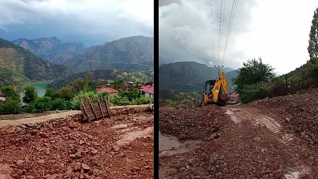 Kayseri'nin o ilçesinde sel nedeniyle kapanan mahalle yolu ulaşıma açıldı!