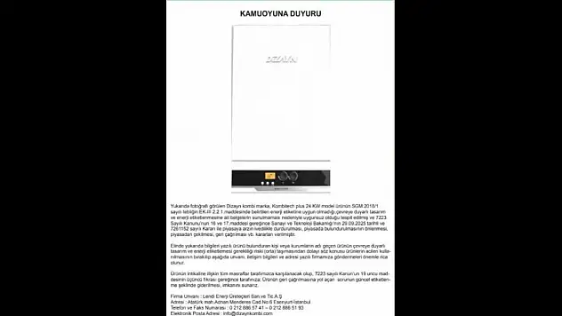 Kayserililer dikkat: Bu kombi modeli toplatılıyor – Evinde kullananlara iade çağrısı!