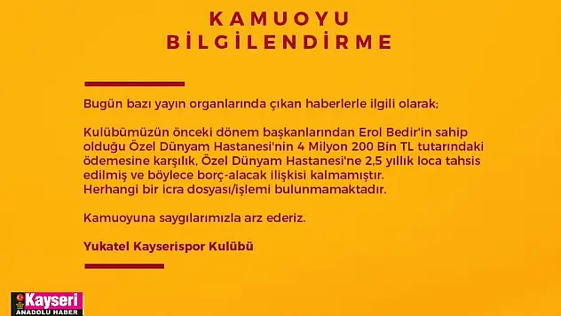 Kayserispor, eski başkana loca sattı