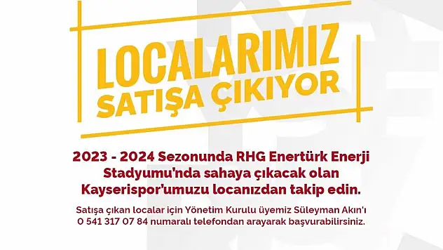 Kayserispor'da localar satışta