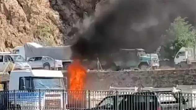 LPG'li otomobil alev alev yandı!