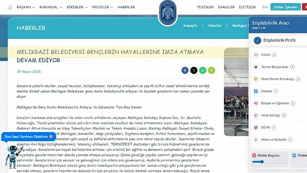 Melikgazi Belediyesi'nden dijital dönüşüm: Web sitesi engelsiz hale geldi