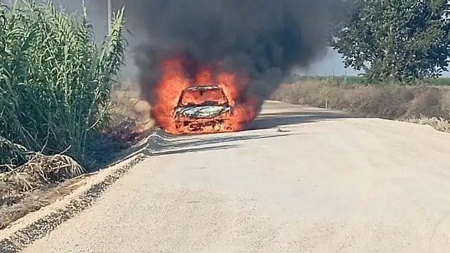 Seyir halindeki otomobil alev alev yandı