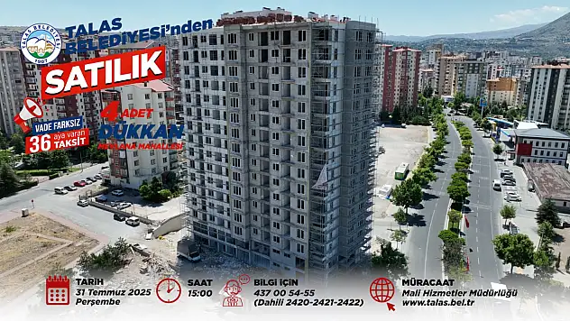 Talas'ta yatırım fırsatı! 4 işyeri için geri sayım başladı