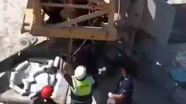 Vinçte bayılan operatörü işçi itfaiye ekipleri kurtardı!