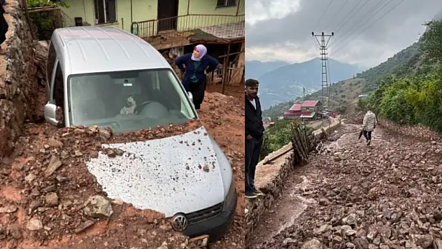 Yahyalı'da yağış sele neden oldu, evler araçlar zarar gördü