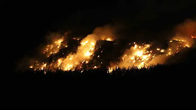 Deprem molozlarının döküldüğü arazide yangın çıktı