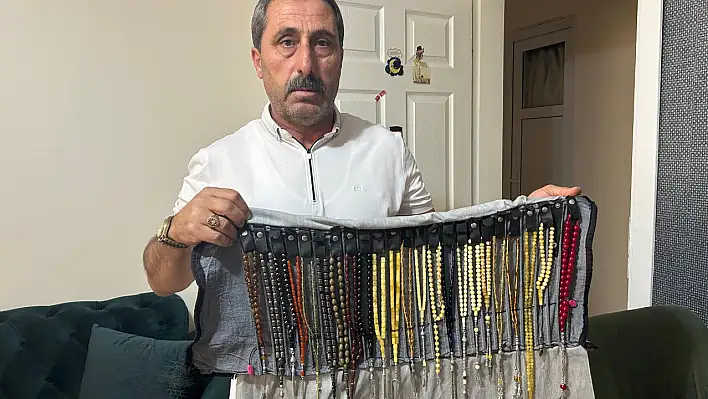 35 yıldır emekle biriktirdiği tespih koleksiyonunu Gazze için satışa çıkardı