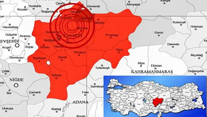 5,5 ve üzeri deprem üretebilecek iller arasında Kayseri'nin derecesi belli oldu!