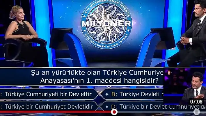 Kim Milyoner Olmak İster'de gündem olan soru! Anayasa'nın 1. maddesi nedir?