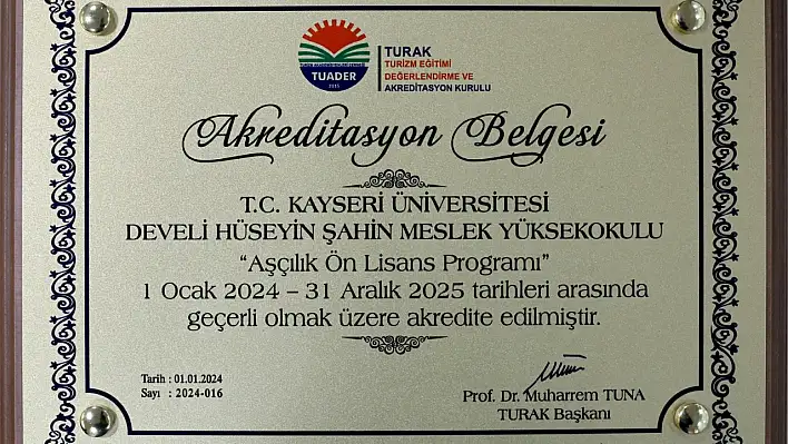 Aşçılık Programı 'Akredite' Oldu