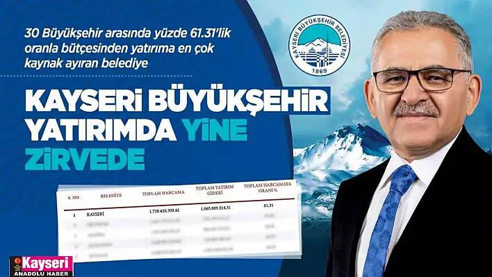 Büyükkılıç ile Kayseri, 30 büyükşehir arasında yine zirvede