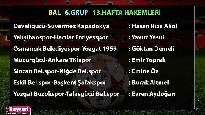 Bozokspor - Talasgücü maçının hakemi Evren Aydoğan