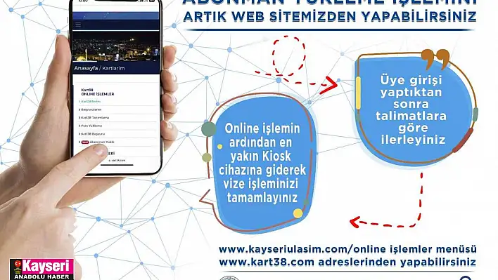 Büyükşehir'den online 'abonman kart' yükleme hizmeti