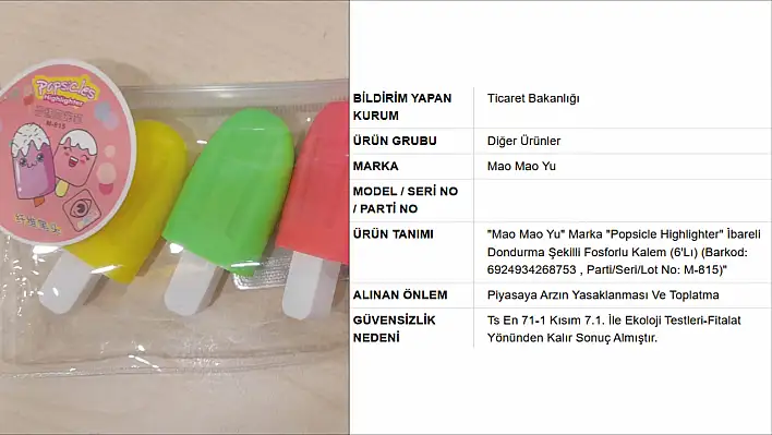 Güvensiz ürün piyasadan toplatılıyor!