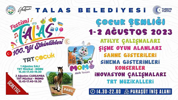 Talas Belediyesi'nden 'Festival Talas 100. Yıl Etkinlikleri'