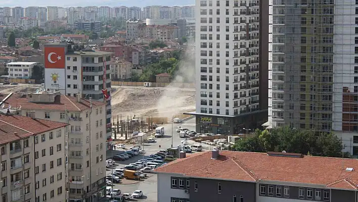 Kayseri'de inşaatta iş makinesi doğalgaz borusunu patlattı
