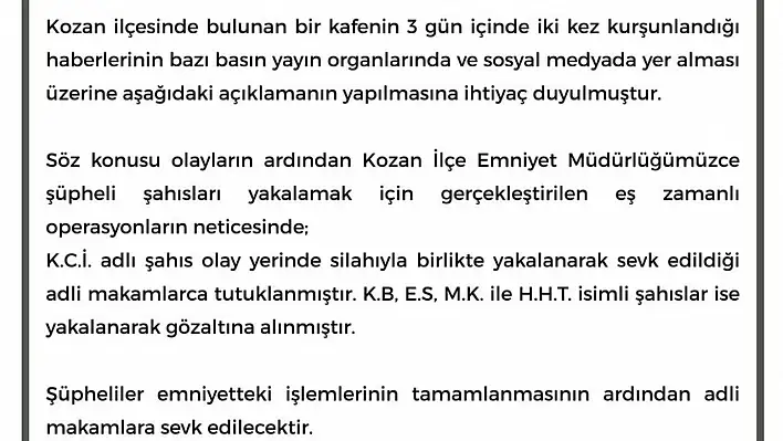 Üç günde iki defa kurşunladılar