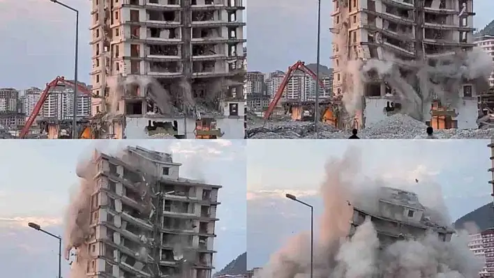 Kahramanmaraş'ta bina yıkılırken çöktü