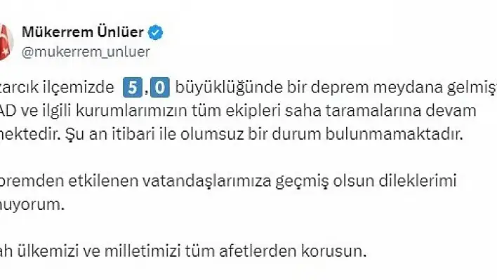 Kahramanmaraş Valisi Ünlüer'den Deprem Açıklaması!