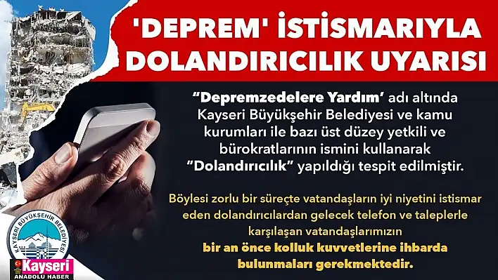 Aman dikkat ! Büyükşehir uyardı