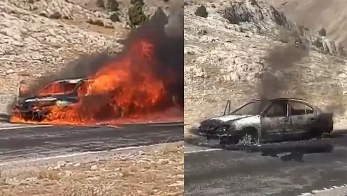 Kayseri'de seyir halindeki otomobilde yangın çıktı!