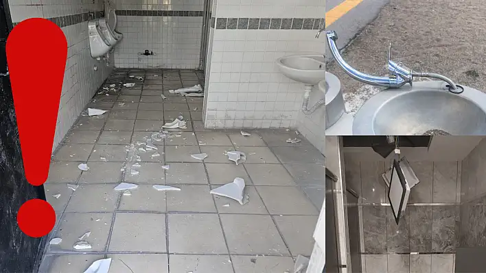 Kayseri'de vandallık: Muslukları söktüler, aynaları kırdılar, lavaboları parçaladılar!