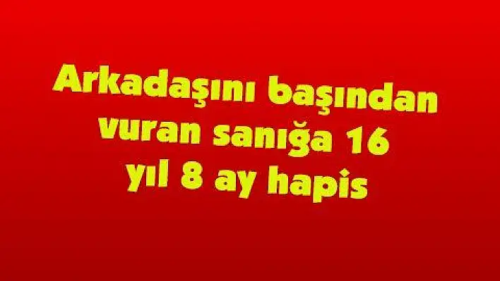 Arkadaşını başından vuran sanığa 16 yıl 8 ay hapis