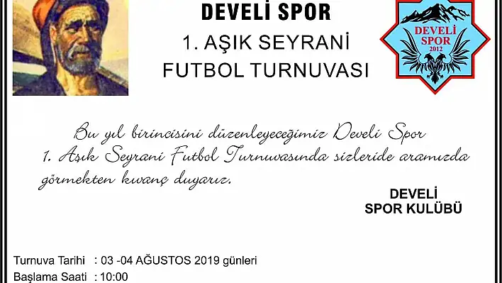 Aşık Seyrani Futbol Turnuvası Başlıyor