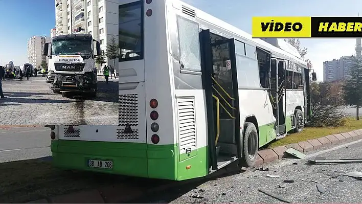 Kayseri'de beton mikseri, halk otobüsüne çarptı: 16 yaralı