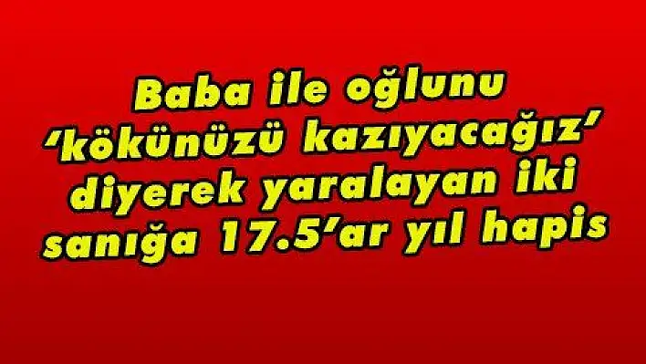 Baba ile oğlunu 'kökünüzü kazıyacağız' diyerek yaralayan iki sanığa 17.5'ar yıl hapis 