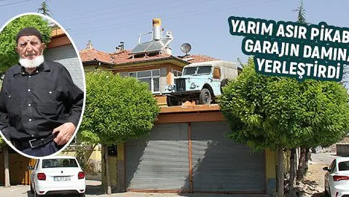 Ekmek teknesi pikabını evinin garajının üstünde sergiliyor