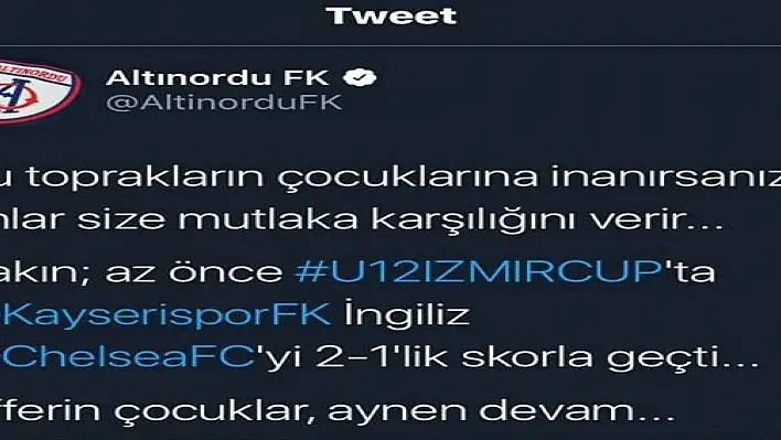 Kayserispor U12 takımı Chelsea'yi devirdi...