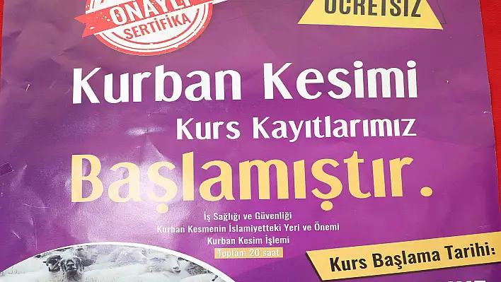 Melikgazi Belediyesi KURBAN KESİM KURSLARINA kayıtlar başladı