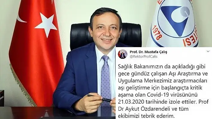 Rektör Çalış, 'koronavirüsü izole eden' profesörü tebrik etti