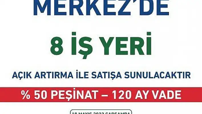 TOKİ 'den  iş yeri açık artırma ile satışa sunuluyor