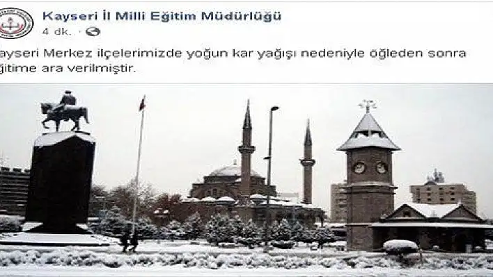 Kayseri'de okullar öğleden sonra tatil edildi 