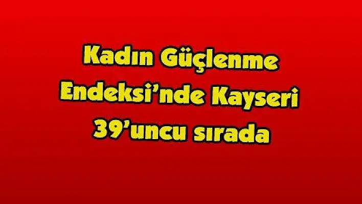 Kadın Güçlenme Endeksi'nde Kayseri 39'uncu sırada