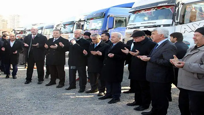 Yardım malzemesi taşıyan 12 TIR Halep'e uğurlandı 